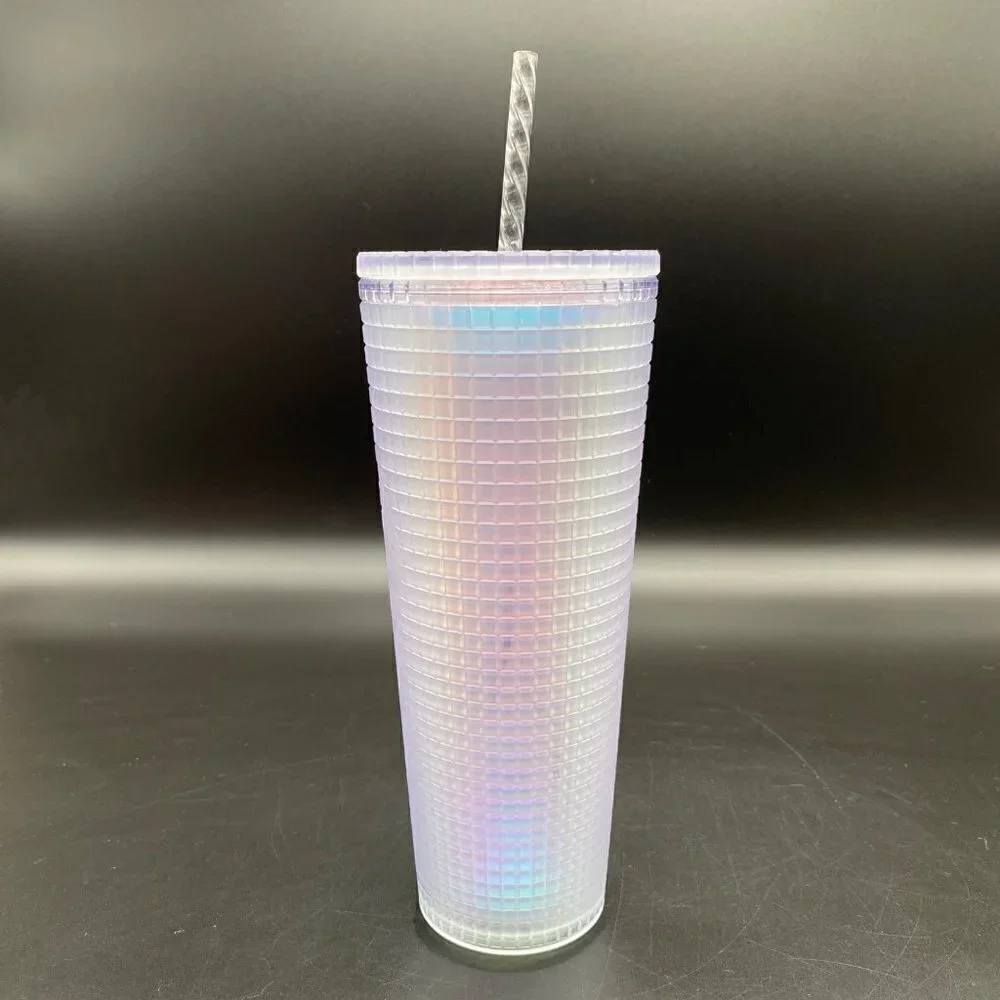 Starbucks 2022 Spring Soft Touch Unicorn Grid Iridescent 24oz Venti Tumbler